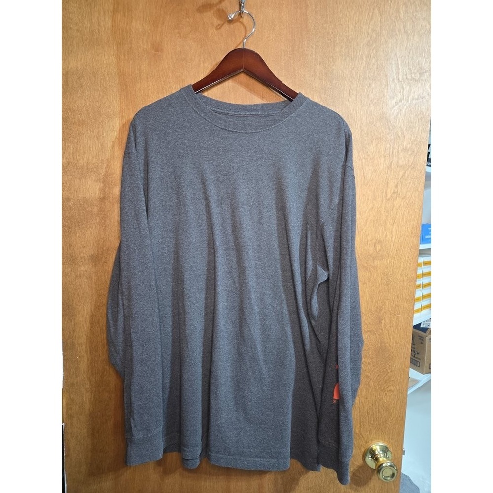 Carhartt Long Sleeve Shirt Mens XL Gray Orange Graphic Logo Workwear Tee Cotton